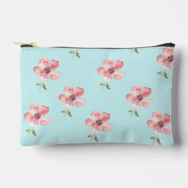 Pink Floral Pouch – Blue Pastel Pattern Etui