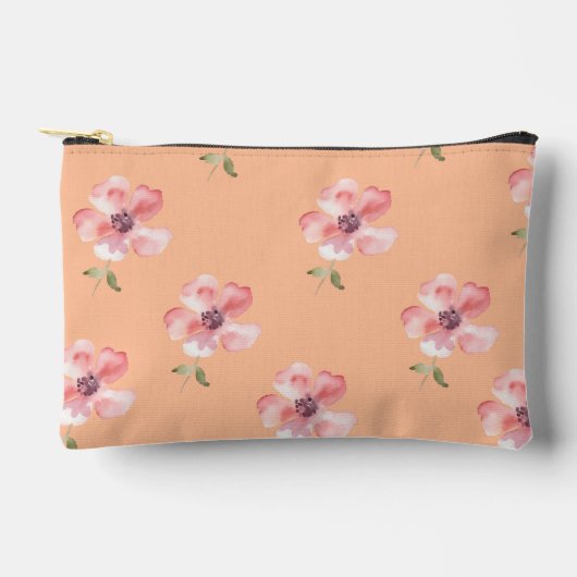 Pink Floral Pouch – Orange Pastel Pattern Etui (Voorkant)