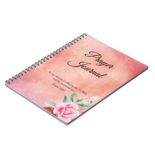 Pink Floral Prayer Journal met scripts Notitieboek (Linkerzijde)