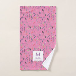 Pink Floral PRECIES TO GOD Monogram Handdoek