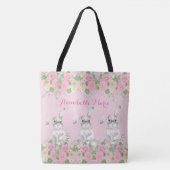 Pink Floral Precious Bunny Rabbit Tote Bag (Voorkant)