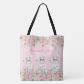 Pink Floral Precious Bunny Rabbit Tote Bag (Achterkant)