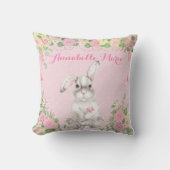 Pink Floral Precious Easter Bunny Rabbit Nursery Kussen (Voorkant)