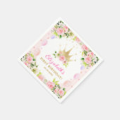 Pink Floral Princess Crown 1st Birthday Servet (Hoek)