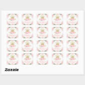 Pink Floral Princess Crown 1st Birthday Vierkante Sticker (Vel)