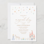 Pink Floral Princess Girl Birthday Party Kaart (Voorkant)