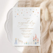 Pink Floral Princess Girl Birthday Party Kaart