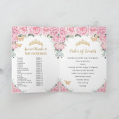 Pink Floral Princess Quinceañera Orde van evenemen Programma (Binnen)