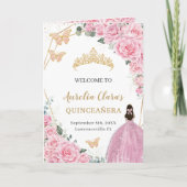 Pink Floral Princess Quinceañera Orde van evenemen Programma (Voorkant)