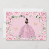 Pink Floral Princess Quinceañera Quince Sweet 16  Save The Date (Achterkant)