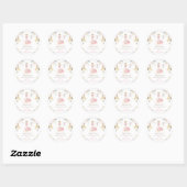 Pink Floral Princess Swan 1st Birthday Sticker (Vel)