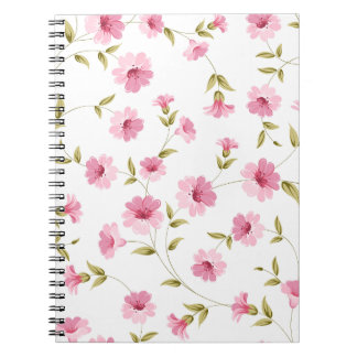 Pink Floral Print Notitieboek