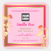 Pink Floral Product Packaging Labels Custom Logo (Voorkant)