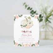 Pink Floral Pumpkin Baby shower Budget Uitnodiging (Staand voorkant)