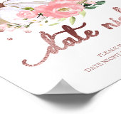 Pink Floral Pumpkin Herfst Datum Nachttekening Poster (Hoek)