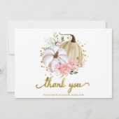 Pink Floral Pumpkin Herfst Vrijgezellenfeest Dank  Kaart (Voorkant)