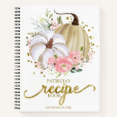 Pink Floral Pumpkin Herfst Vrijgezellenfeest Recip Notitieboek (Voorkant)
