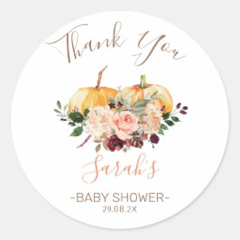 Pink Floral Pumpkins Baby shower Favor Sticker