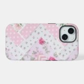 Pink Floral Quilt Phone Case iPhone 15 Case (Achterkant horizontaal)
