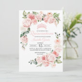 Pink Floral Quinceanera Birthday Uitnodiging (Staand voorkant)