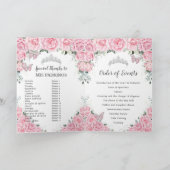 Pink Floral Quinceañera Evenementenvolgorde Padrin Programma (Binnen)