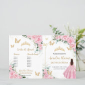 Pink Floral Quinceanera Orde van Evenementen Progr (Staand voorkant)