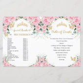 Pink Floral Quinceanera Orde van Evenementen Progr (Achterkant)