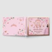 Pink Floral Quinceañera Quince 15 XV Rose Gold Gastenboek (Volledig)