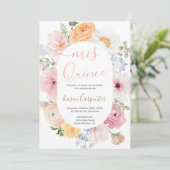 Pink Floral Quinceanera Uitnodiging (Staand voorkant)