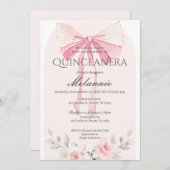 Pink Floral Quinceañera Uitnodiging (Voorkant / Achterkant)