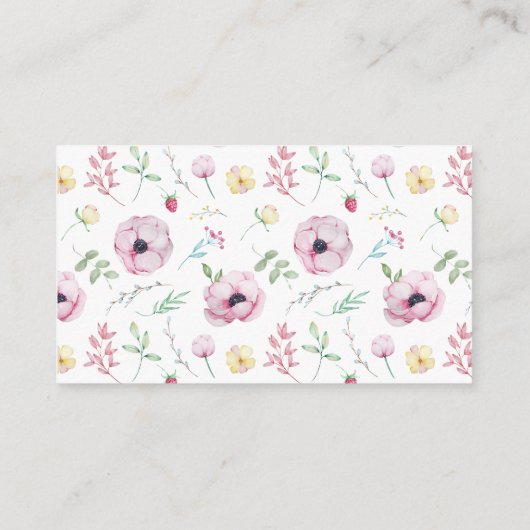 Pink Floral raden hoeveel kisses bruids spel Informatiekaartje (Achterkant)