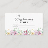 Pink Floral raden hoeveel kisses bruids spel Informatiekaartje (Voorkant)