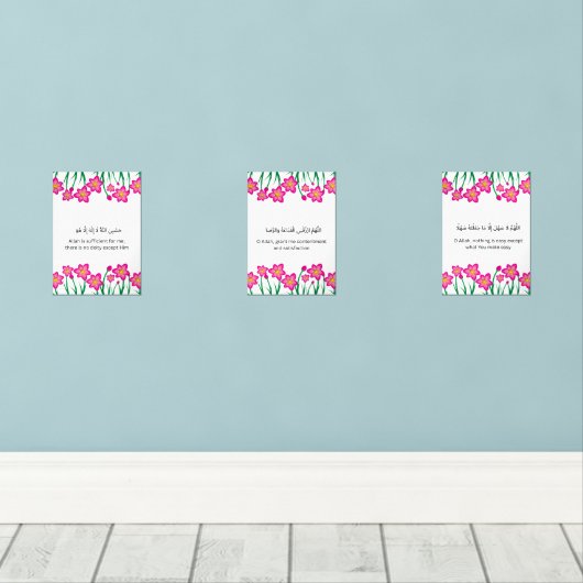 Pink Floral Ramadan Wall Art – Dua Set  (Houten vloer)