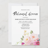 Pink Floral Rehearsal Dinner Kaart (Voorkant)