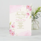 Pink Floral Religieuze Uitnodiging (Staand voorkant)