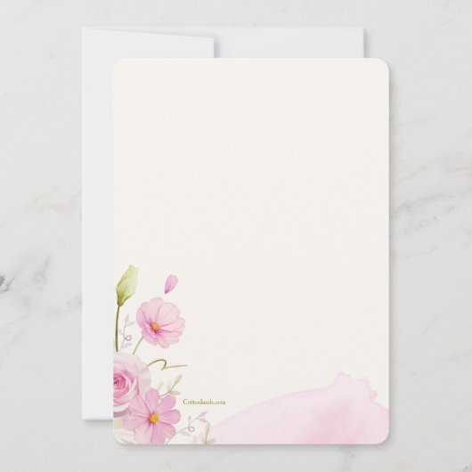 Pink Floral Religieuze Uitnodiging (Achterkant)