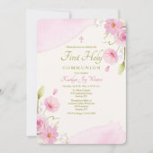Pink Floral Religieuze Uitnodiging (Voorkant)