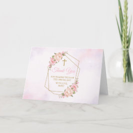 Pink Floral Religious Thank you card Bedankkaart