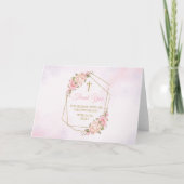 Pink Floral Religious Thank you card Bedankkaart (Voorkant)