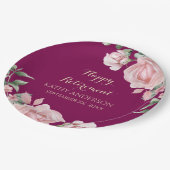 Pink Floral Retirement Party Papieren Bordje (Gekanteld)