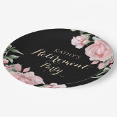Pink Floral Retirement Party Papieren Bordje (Gekanteld)