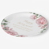 Pink Floral Retirement Party Papieren Bordje (Gekanteld)
