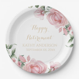 Pink Floral Retirement Party Papieren Bordje