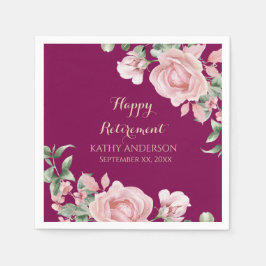 Pink Floral Retirement Party Servet
