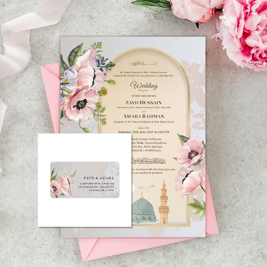 Pink Floral Return Address Labels | Botanical