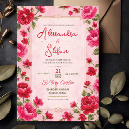 Pink Floral Romantic Rose Elegant Garden Acryl Uitnodigingen