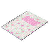Pink Floral Roos Tea Pattern Gepersonaliseerd Notitieboek (Linkerzijde)