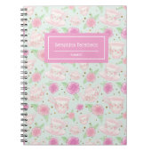 Pink Floral Roos Tea Pattern Gepersonaliseerd Notitieboek (Voorkant)
