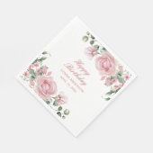 Pink Floral Rose Birthday Party Plate Servet (Hoek)