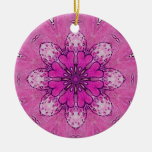 PINK FLORAL roze violet paars wit Keramisch Ornament